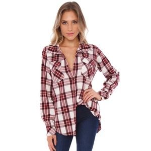 NEW Sanctuary Boyfriend For Life Renegade Plaid Long Sleeve Button Down Shirt